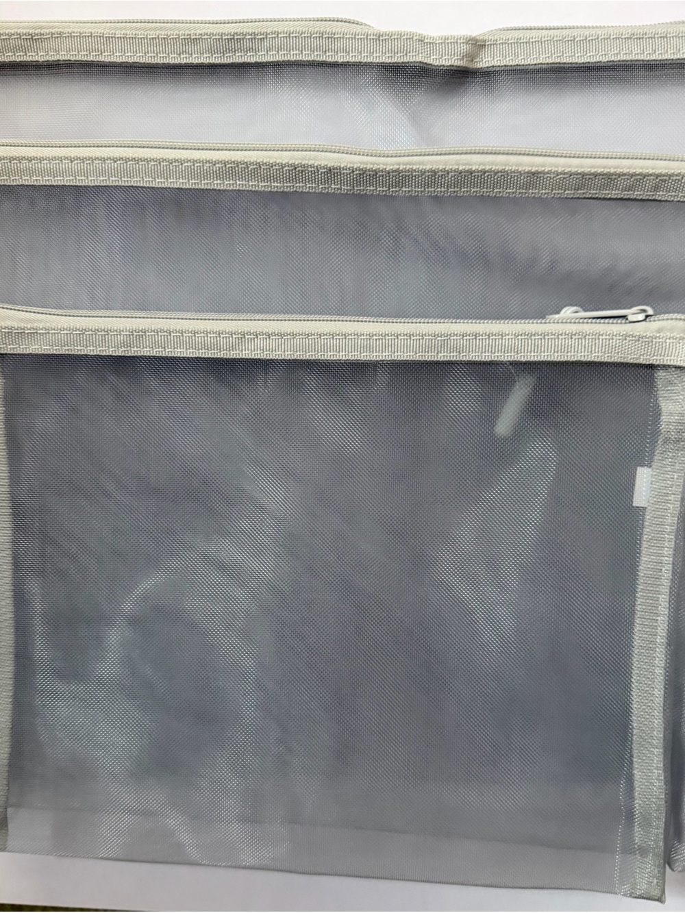 NEW Set of 12 Mesh Zippered Organizer Pouch in Light Gray